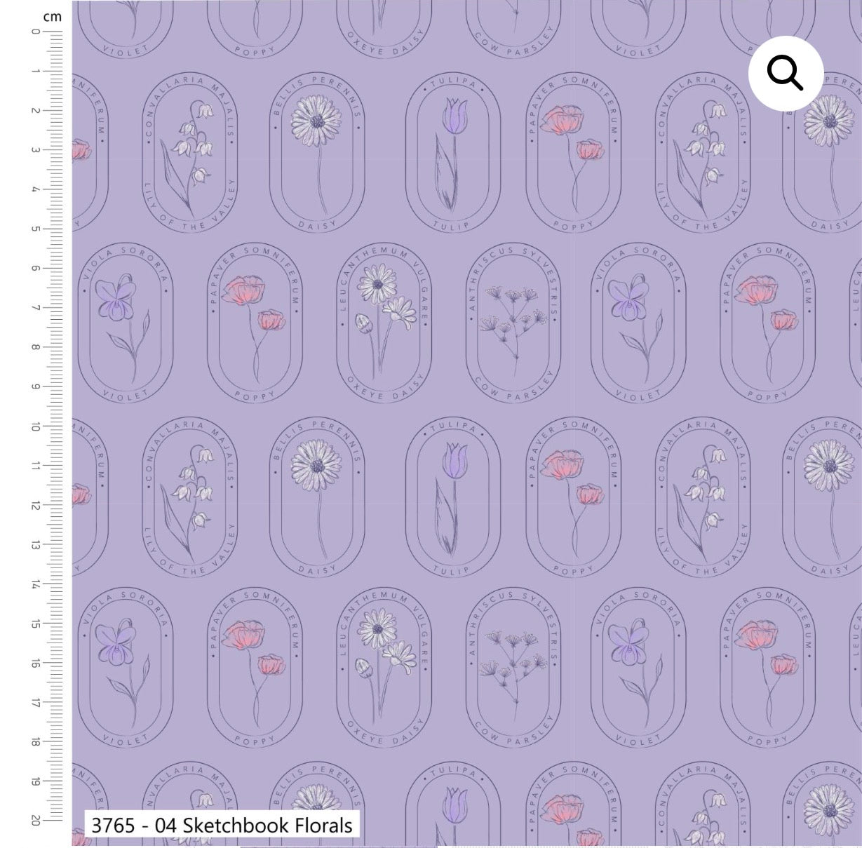 Sketchbook Florals on purple, part of the Wild Flower fabric collection by Holly Dennett
