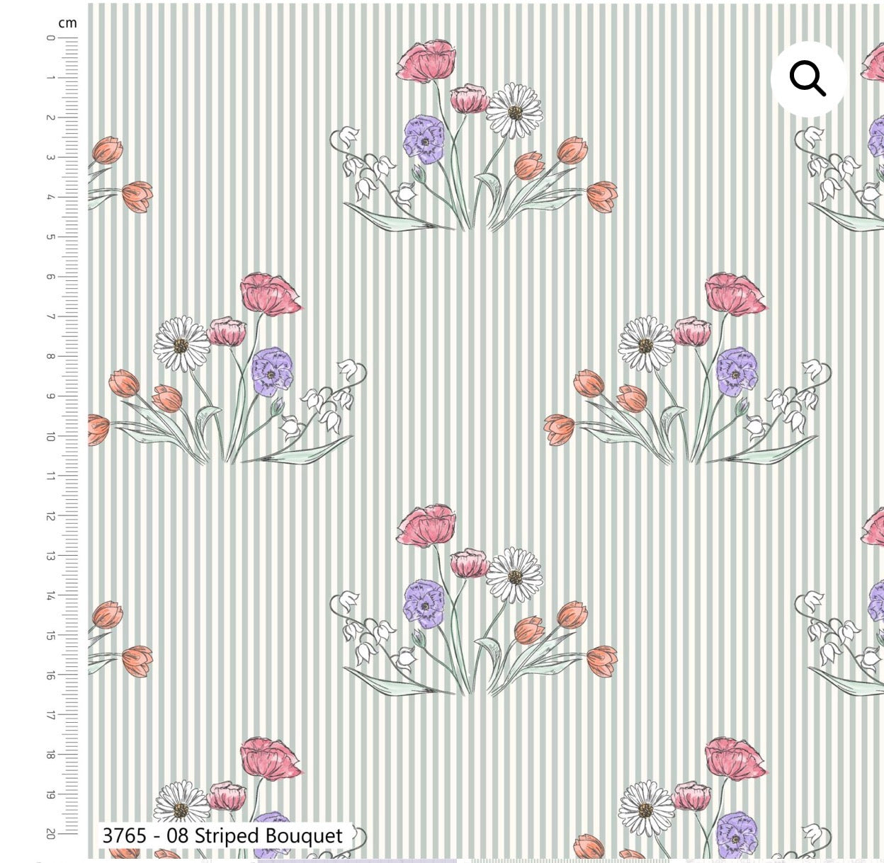 Striped Bouquet floral fabric, part of Wild Flowers fabric collection by Holly dennett
