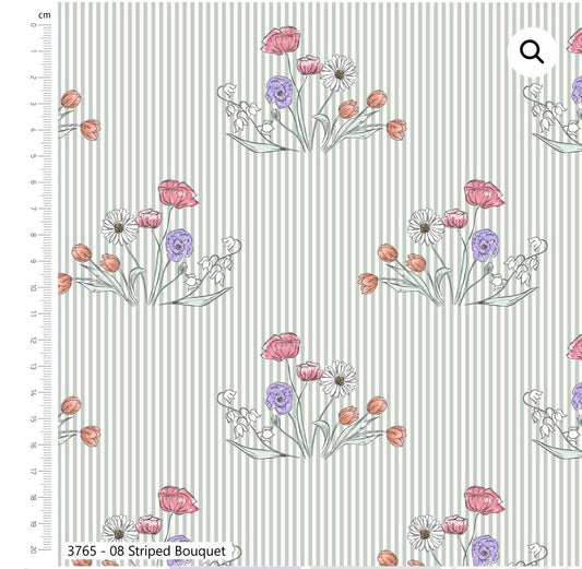 Striped Bouquet floral fabric, part of Wild Flowers fabric collection by Holly dennett