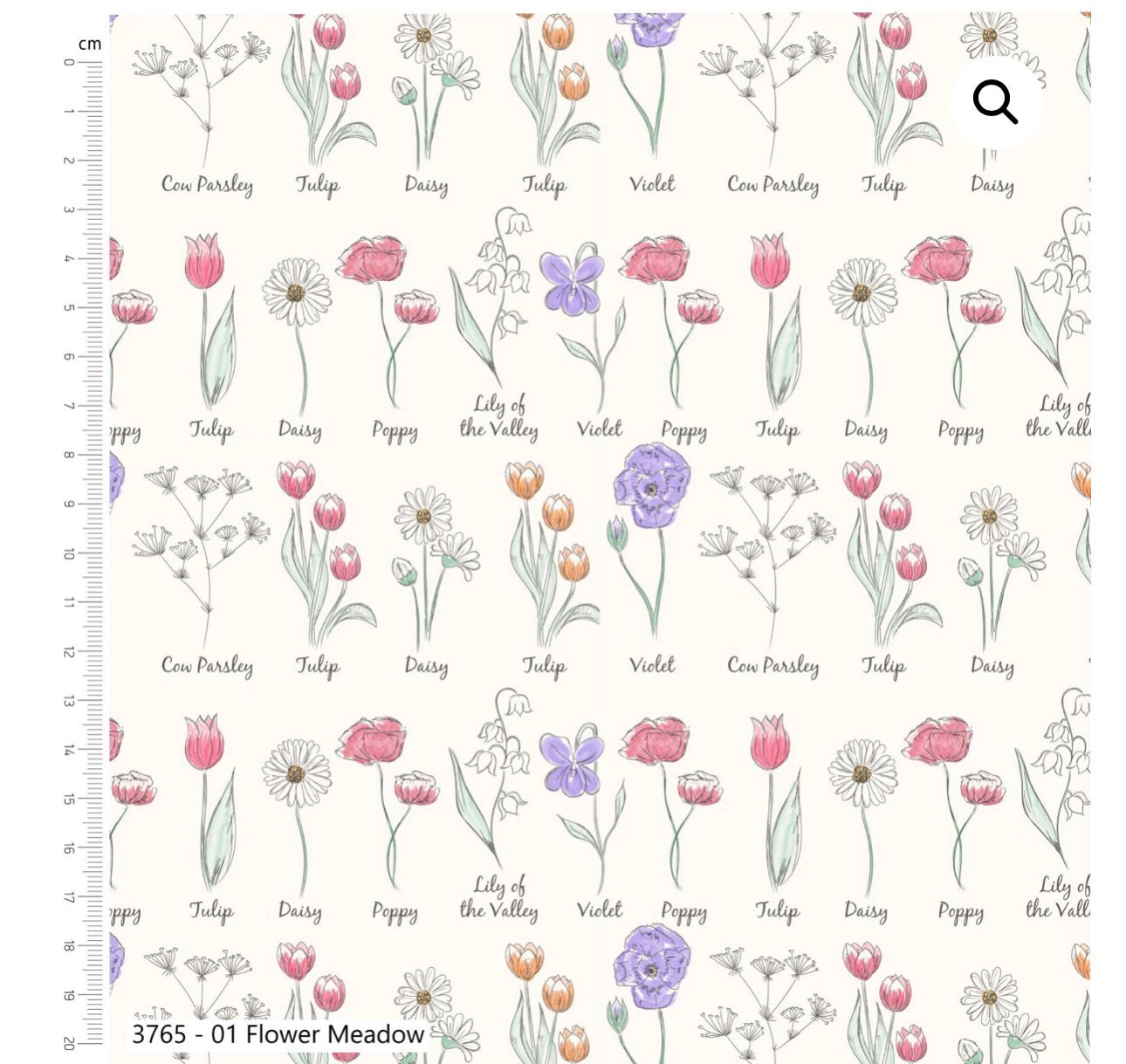 Flower meadow fabric print , as part of the Wild Flower fabric collection by Holly Dennett