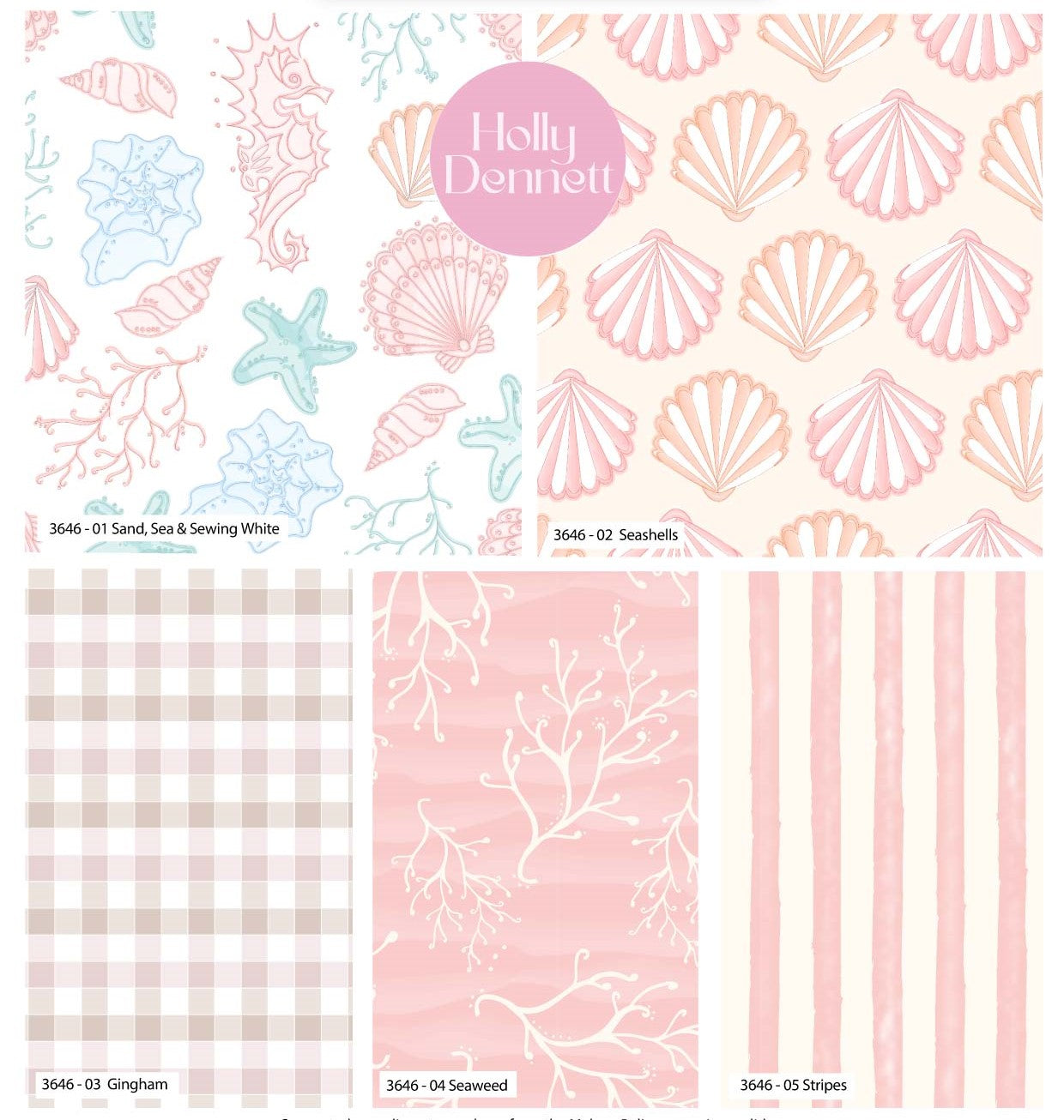 Pink Fat Quarter bundle-  Sand , Sea and Sewing