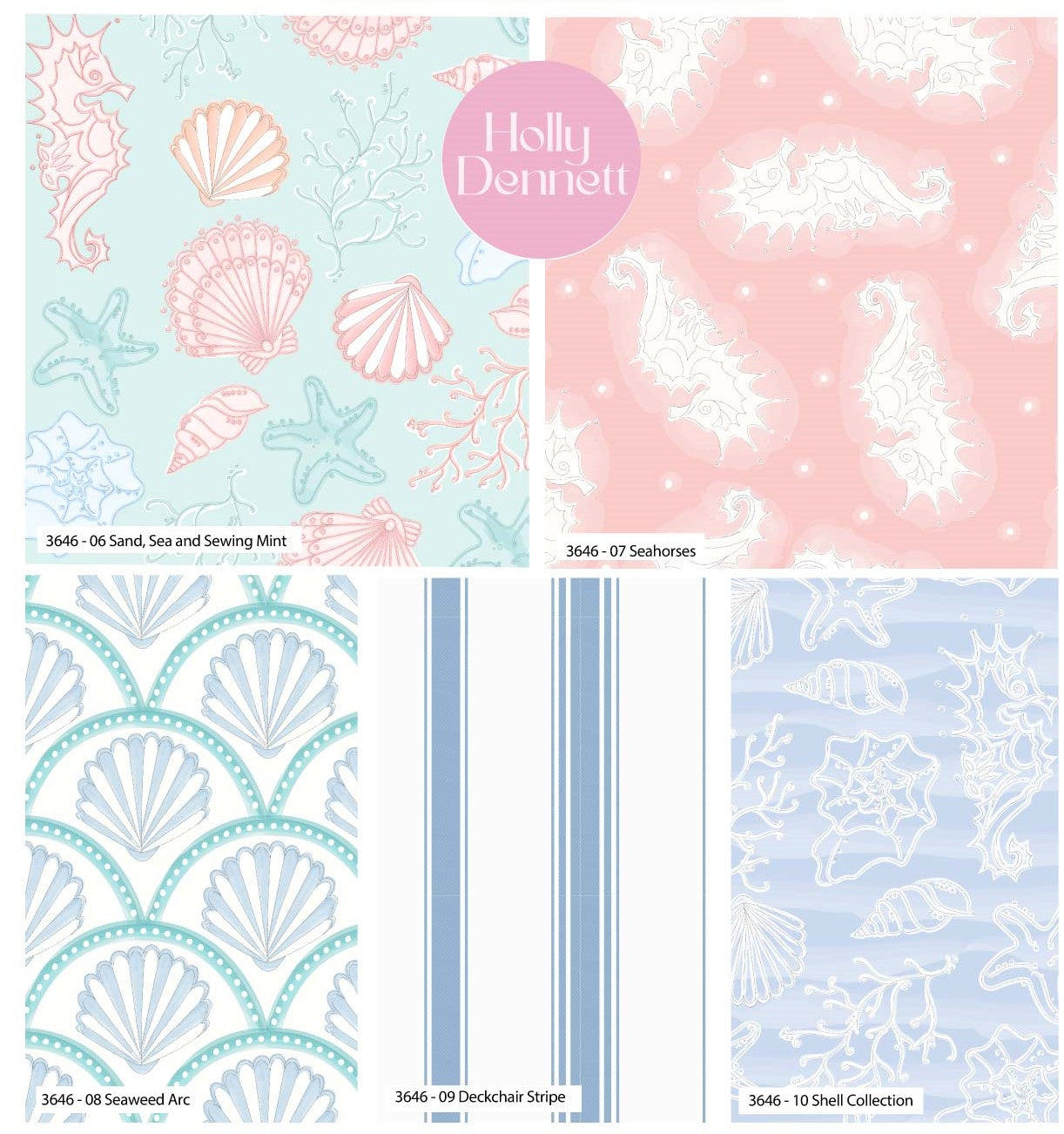 Blue Fat Quarter bundle-  Sand , Sea and Sewing