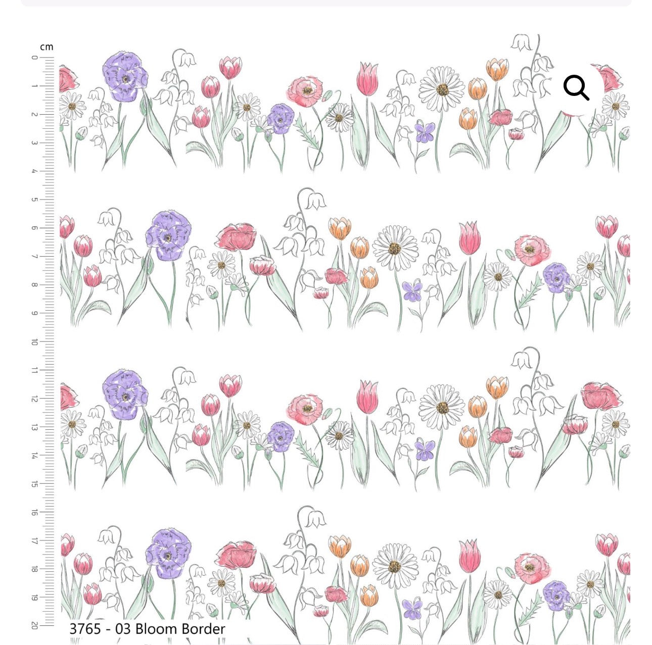 Bloom border cotton fabric,  part of Wild flowers fabric collection by Holly Dennett