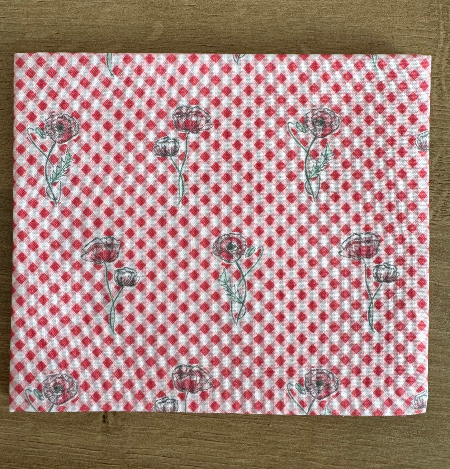 Red and white Gingham Poppy print,  part of Wild Flowers fabric collection by Holly Dennett
