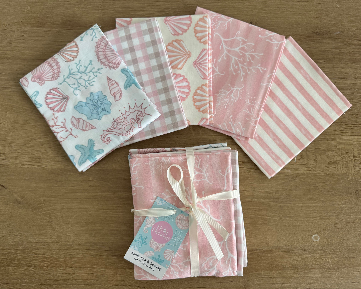 Pink Fat Quarter bundle-  Sand , Sea and Sewing