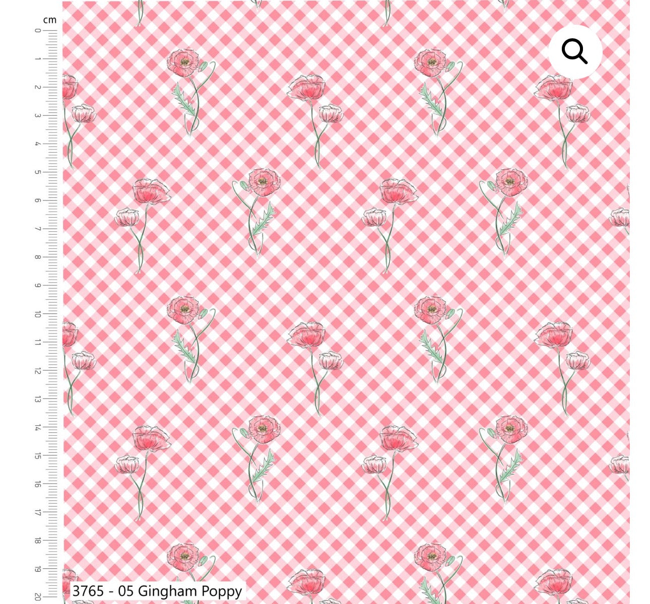 Red and white Gingham Poppy print,  part of Wild Flowers fabric collection by Holly Dennett