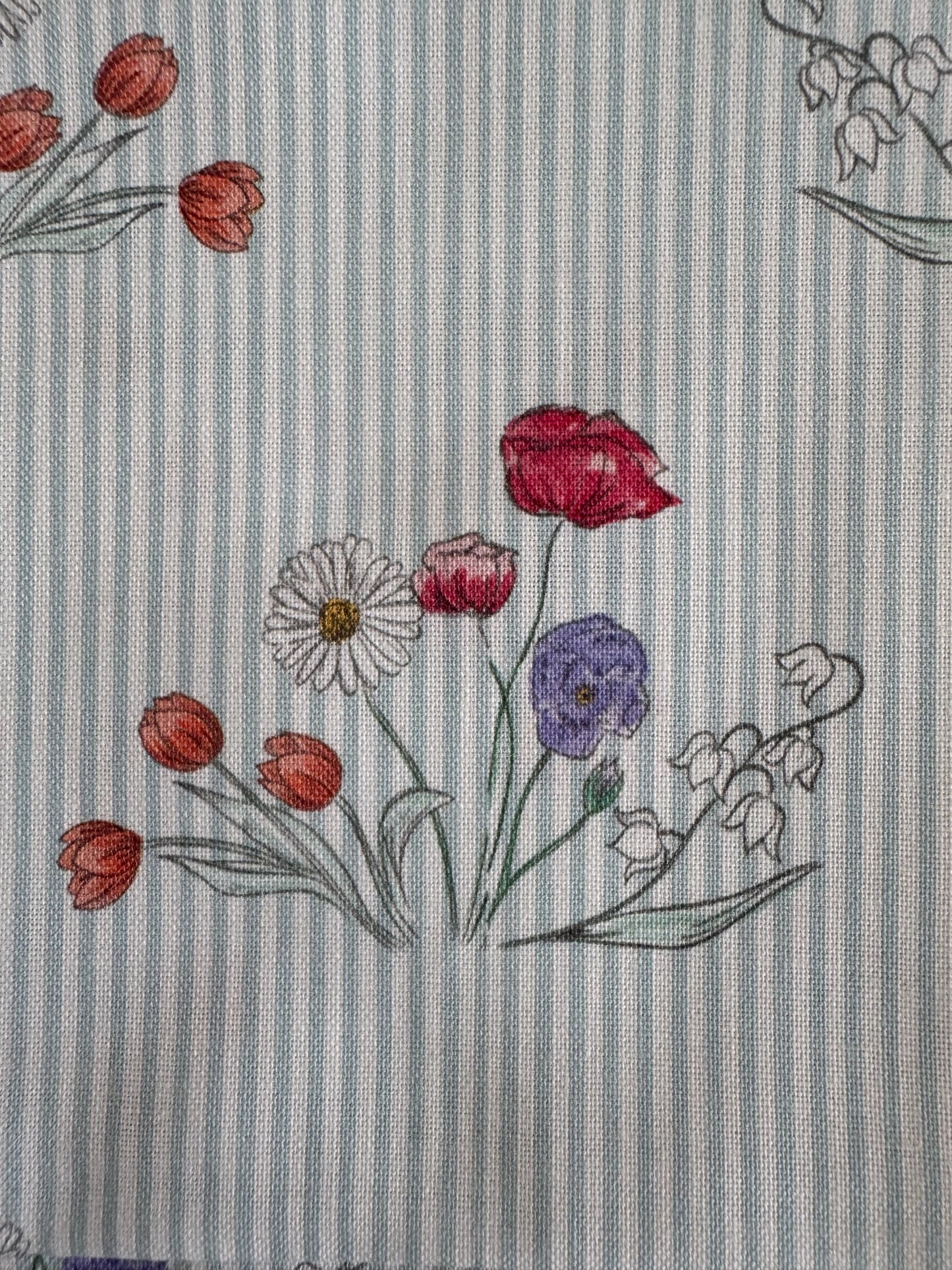 Striped Bouquet floral fabric, part of Wild Flowers fabric collection by Holly dennett